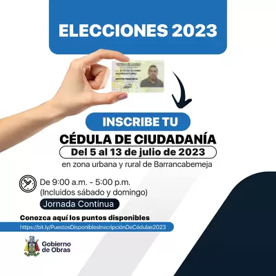 A partir de mañana puedes inscribir tu cédula de ciudadanía para las elecciones del 2023 en el puesto de votación más cercano a tu residencia.
