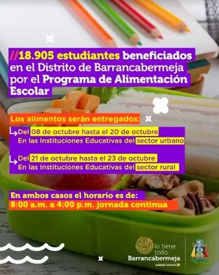 Garantizamos la continuidad del PAE con la ración para preparar en casa para más de 18.000 niños, niñas y adolescentes en Barrancabermeja